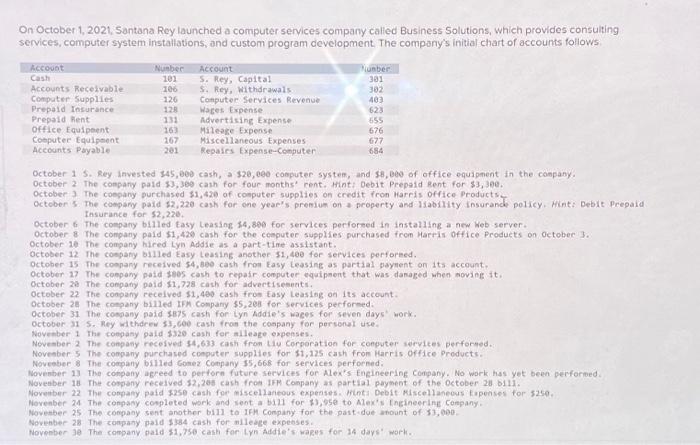 services, computer system installations, and custom program development. The company's initial chart