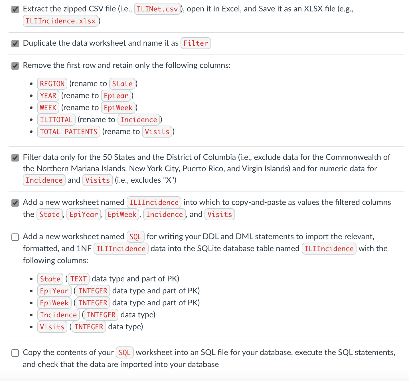 I'm on the step: Add a new worksheet named SQL for writing