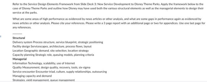  Refer to the Service Design Elements Framework from Slide Deck 3:
