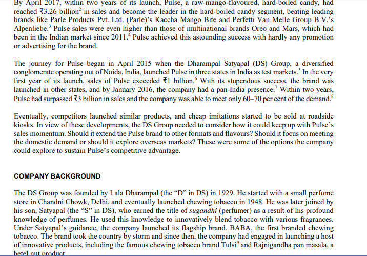 Read the Pulse Candy case study: Please complete the following question and