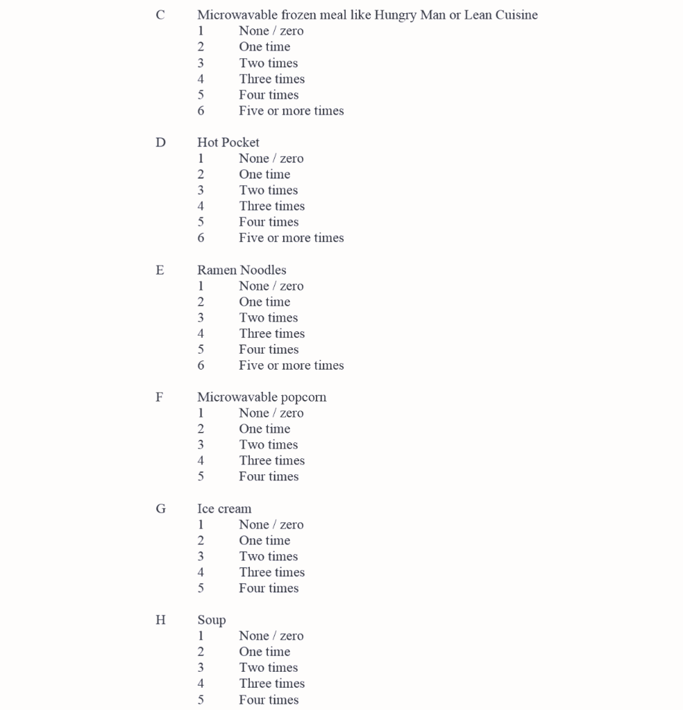 is developing a questionnaire about a new meal for McDonald's and is