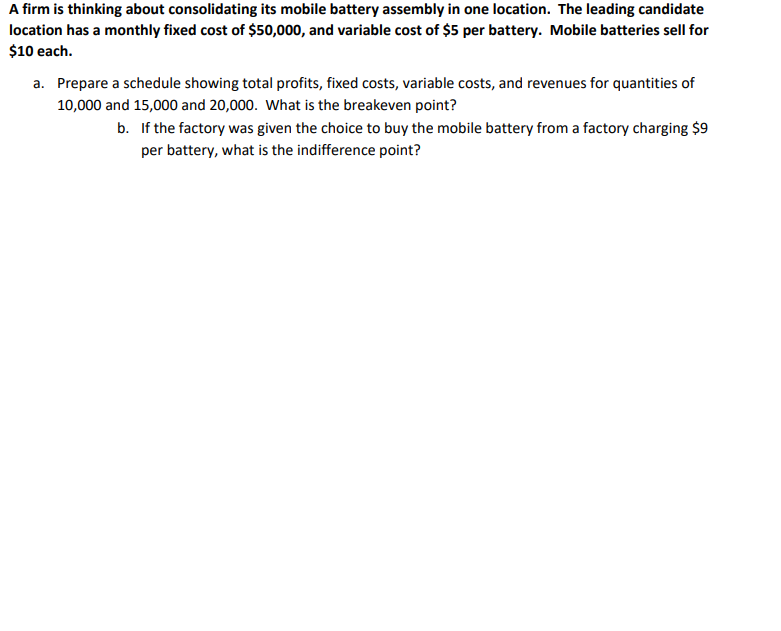 subject: operations managment could you answer this question with explain it please