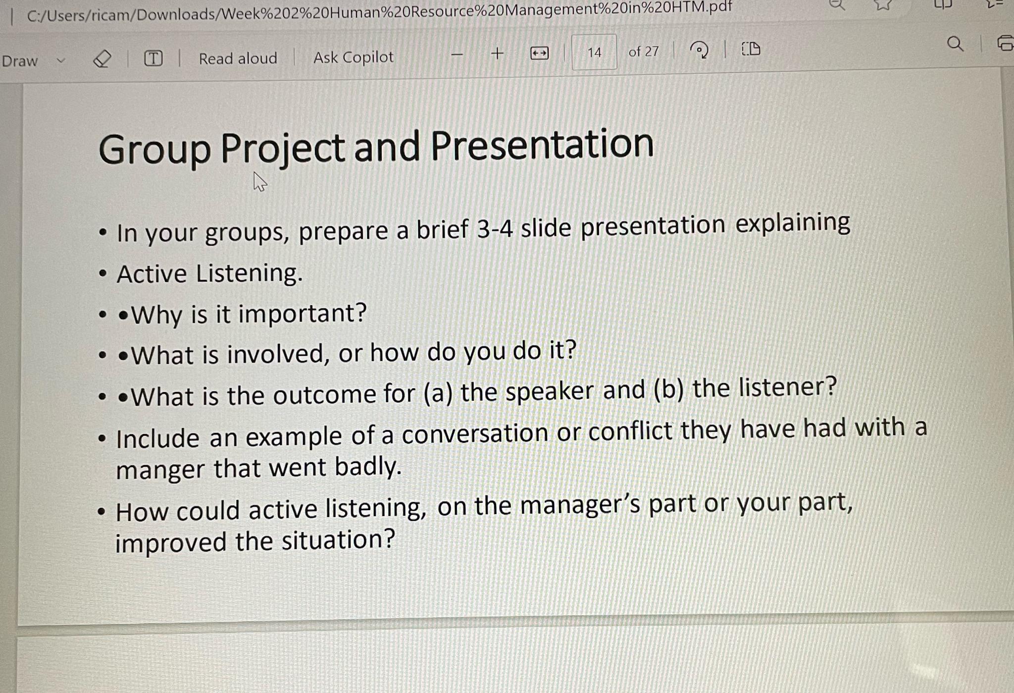  Group Project and Presentation In your groups, prepare a brief 3-4