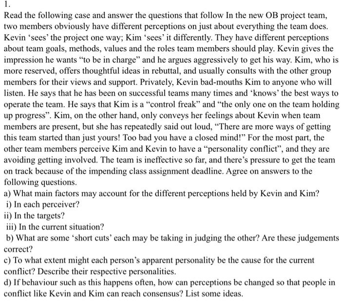  Read the following case and answer the questions that follow In