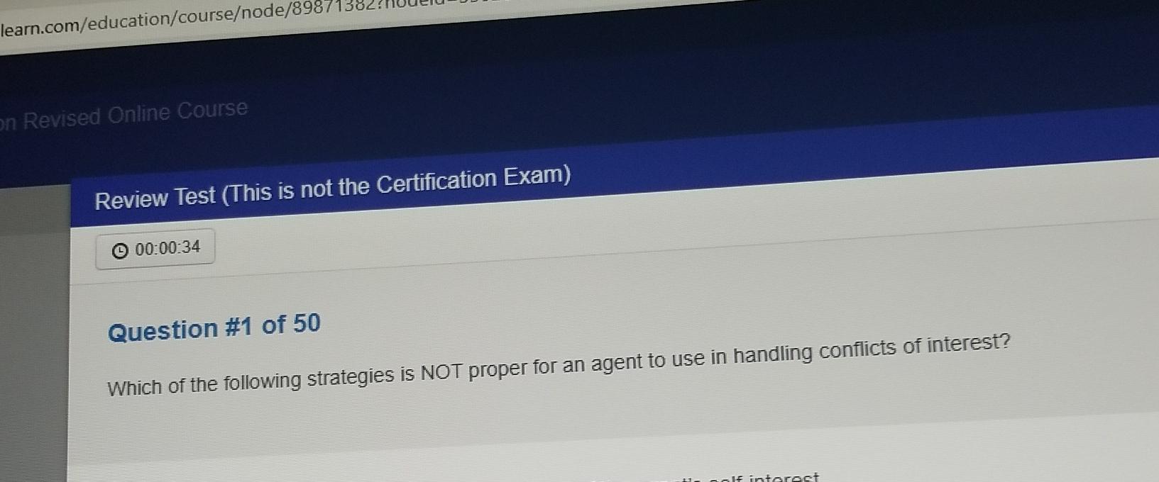  in Revised Online Course Review Test (This is not the Certification