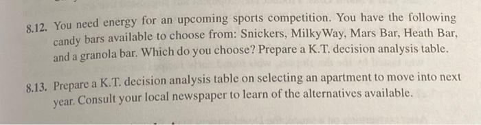 problem-solving class OMT 156 (I02) 8.12. You need energy for an upcoming