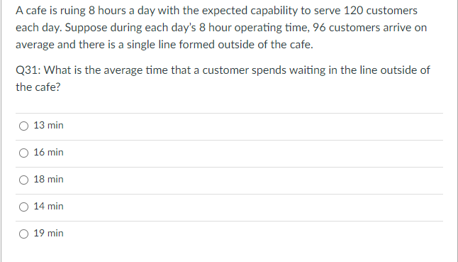 A cafe is ruing 8 hours a day with the expected capability