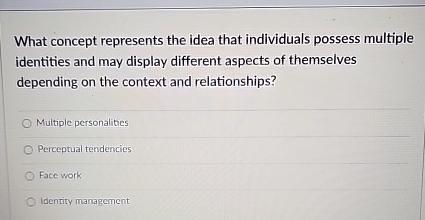  What concept represents the idea that individuals possess multiple identities and