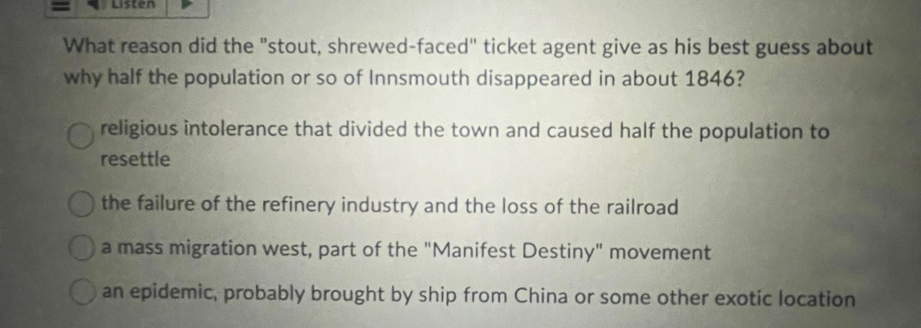  What reason did the "stout, shrewed-faced" ticket agent give as his