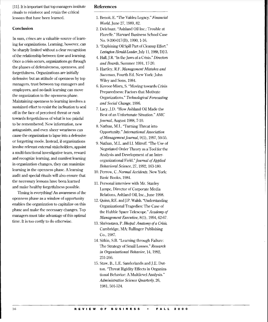 Is Everything: The Optimal Time To Learn from Crises Sarah Kovoor-Misra, College