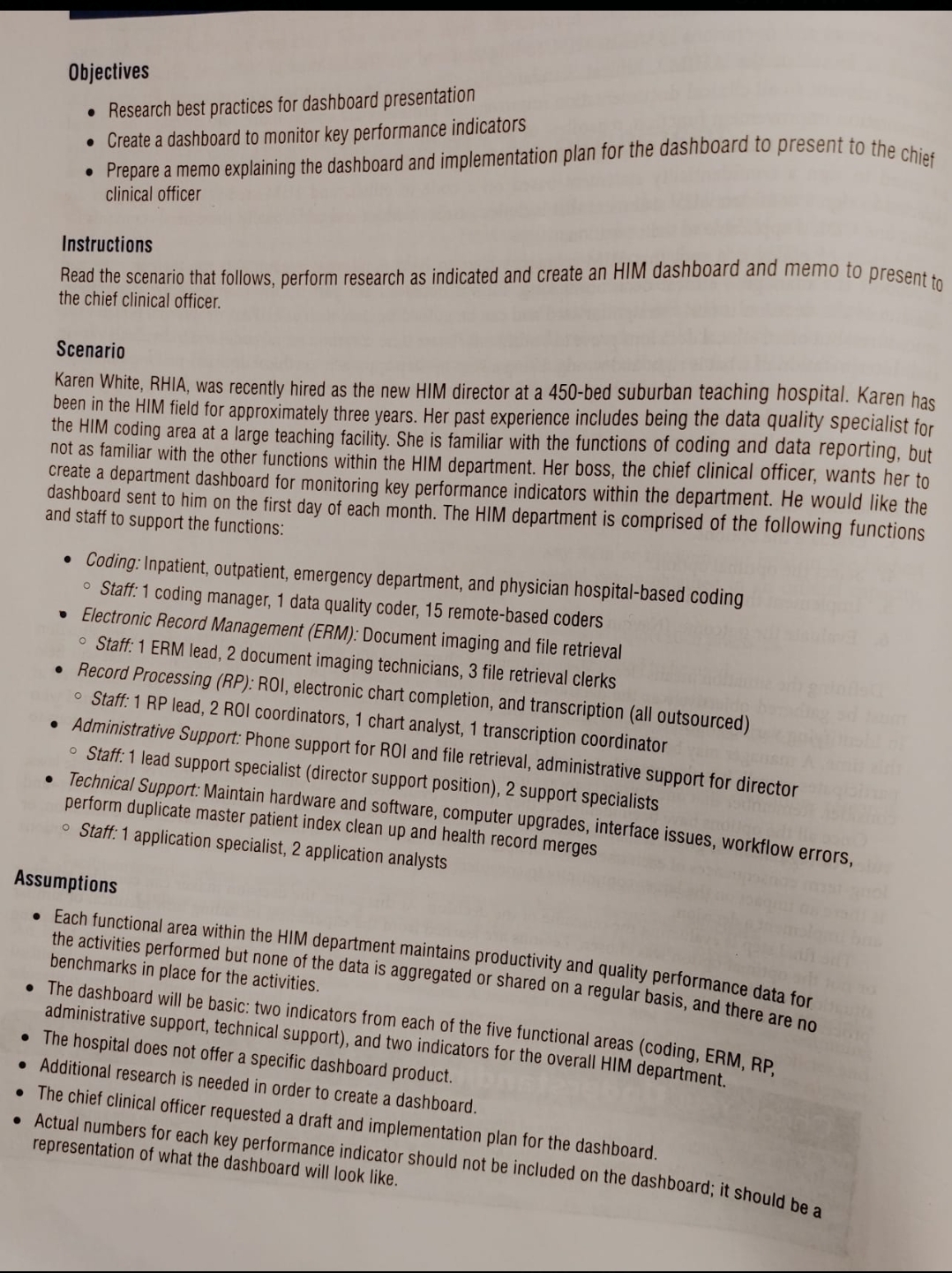  Objectives . Research best practices for dashboard presentation . Create a