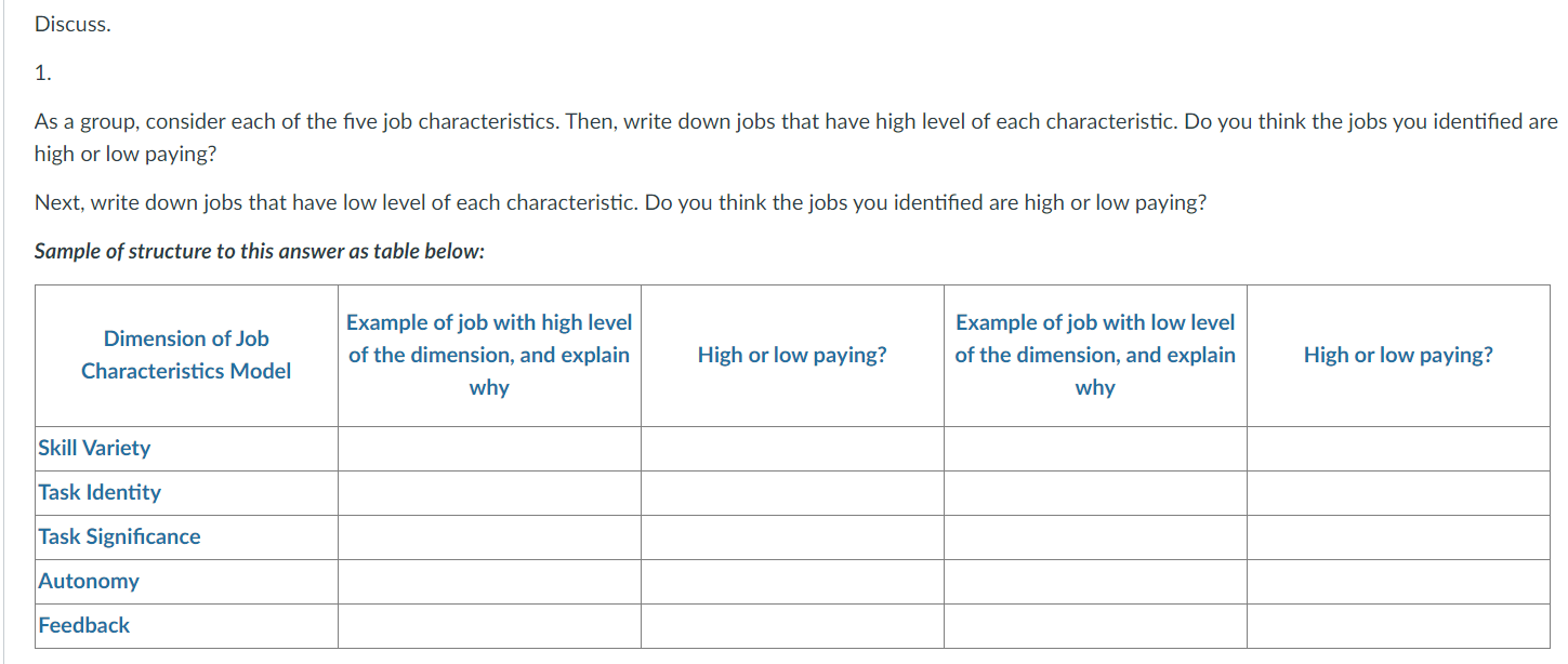  Need follow this table to do 1. As a group, consider