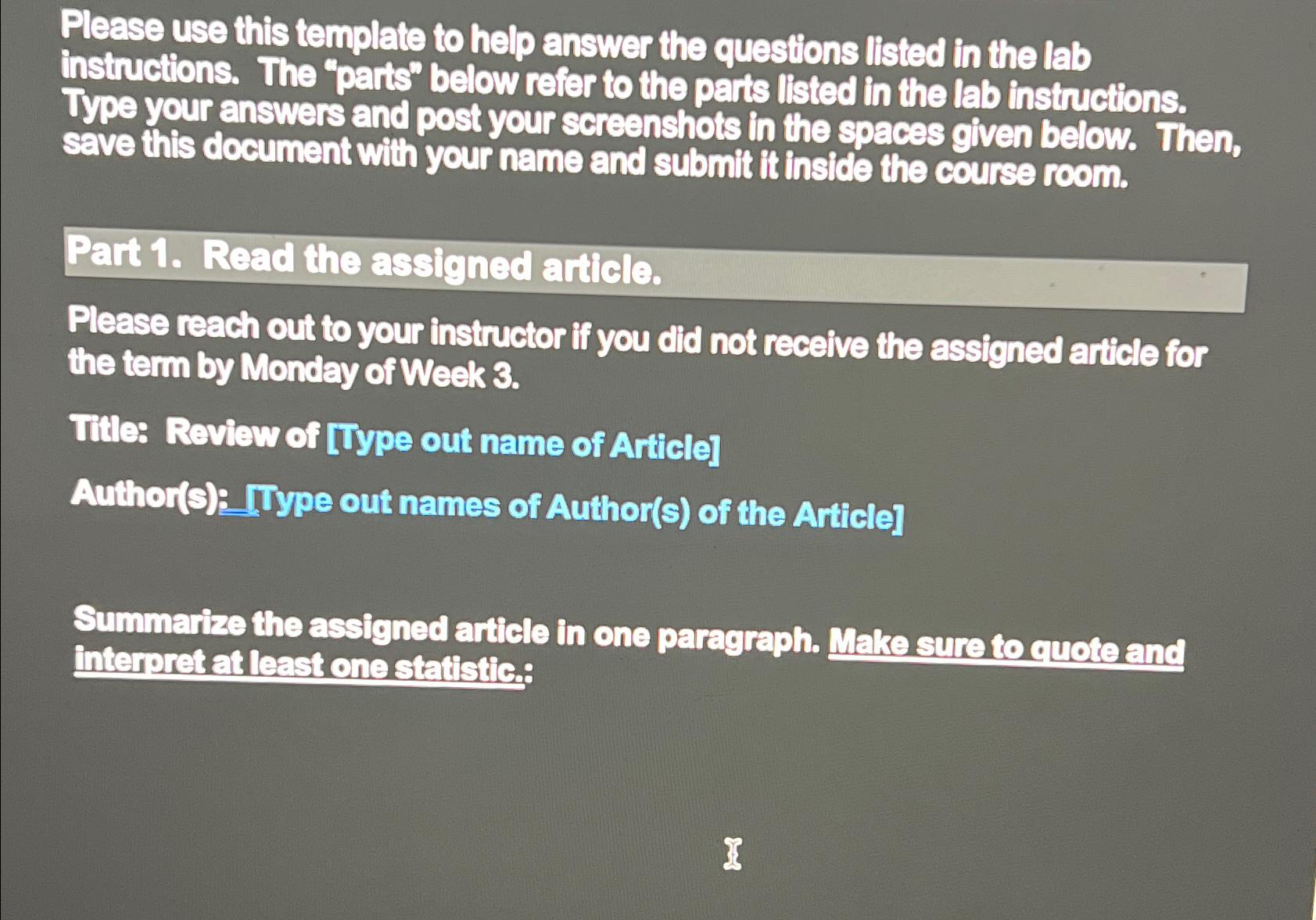  Please use this template to help answer the questions listed in