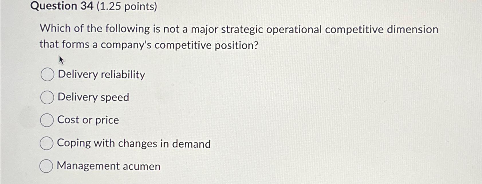  Question 34(1.25 points) Which of the following is not a major