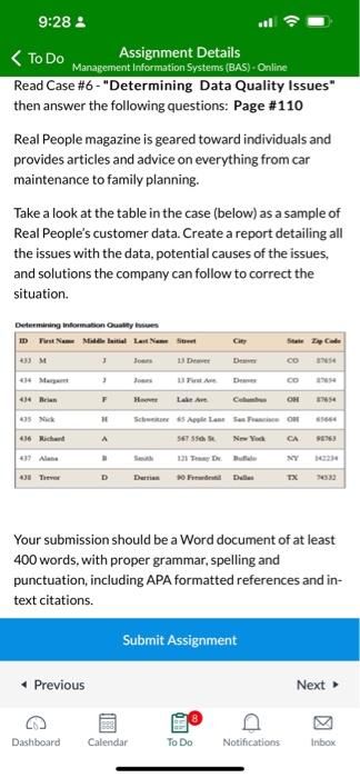 se: Determining Data Quality Issues Real People magazine is geared toward working