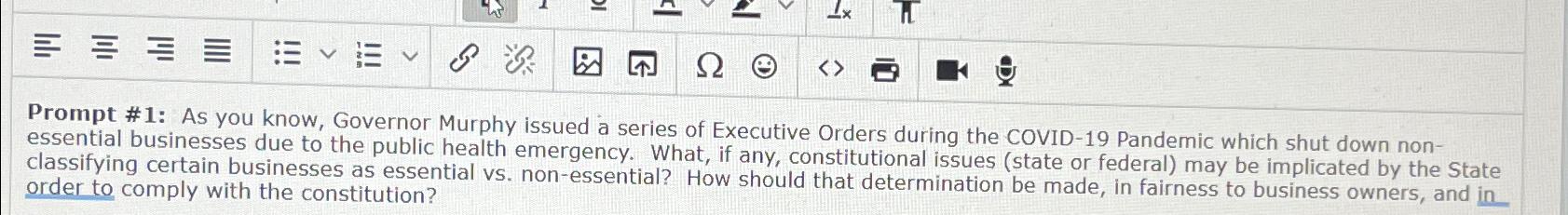  Prompt # 1: As you know, Governor Murphy issued a series