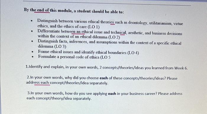 help me with this By the end of this module, a student