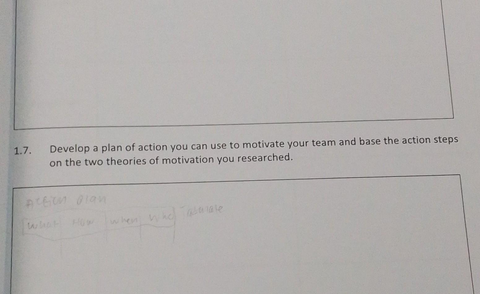 1.7. Develop a plan of action you can use to motivate