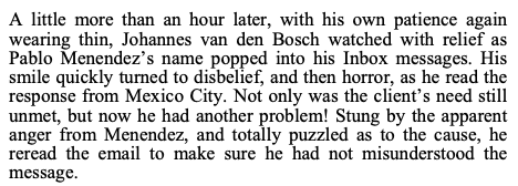  'Johannes van Den Bosch received a reply' 1. What just happened