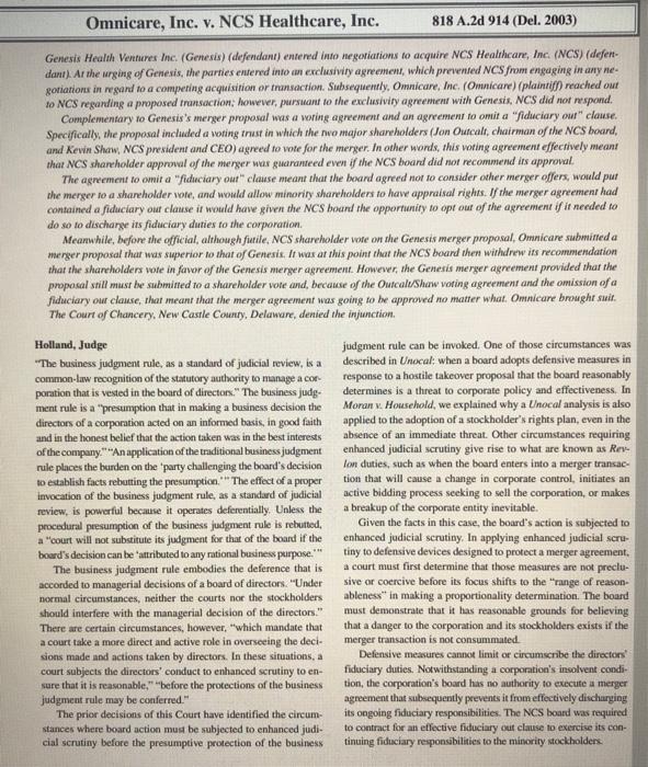 business law: please irac the case below (state the issue, rule, application,