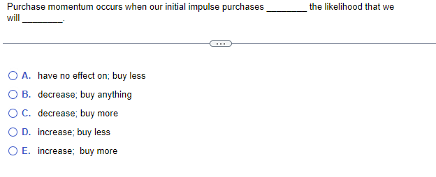  Purchase momentum occurs when our initial impulse purchases the likelihood that