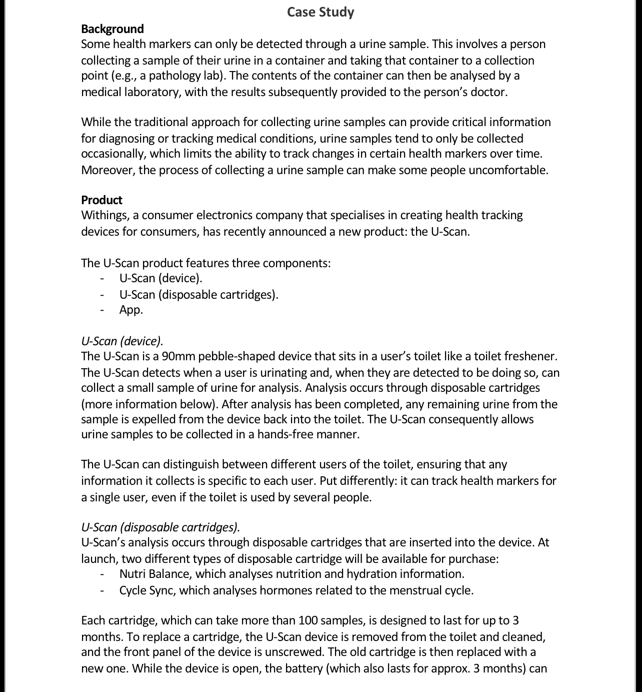 Question 4. Background On its website, Withings states that the U-Scan: