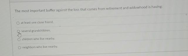  The most important buffer against the loss that comes from retirement