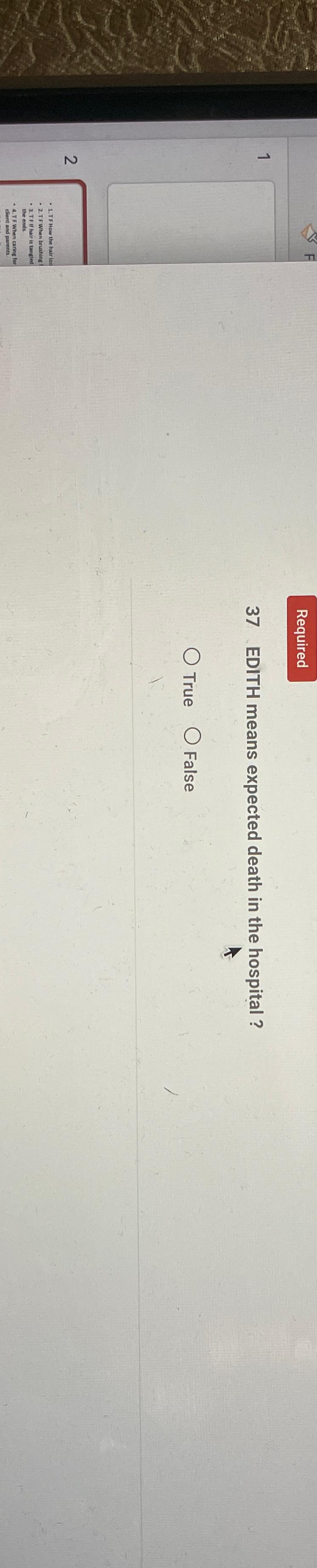  Required 1 37 EDITH means expected death in the hospital ?