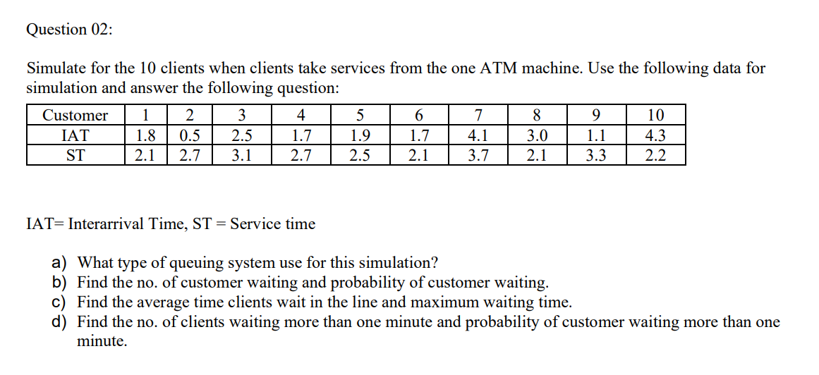 Simulate for the 10 clients when clients take services from the