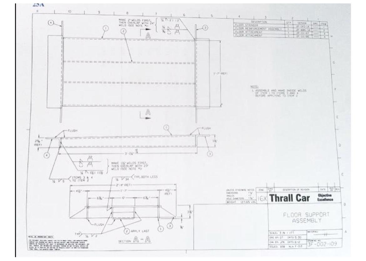 the assembly when welding the Floor Artachments (Items 3&4 ) to the