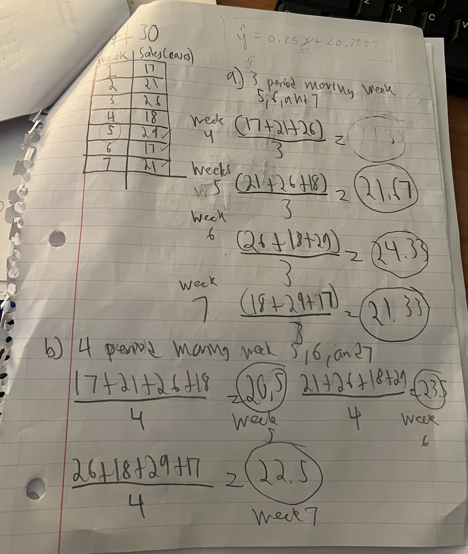6, and 7. - Compute a four-period moving average for sales for