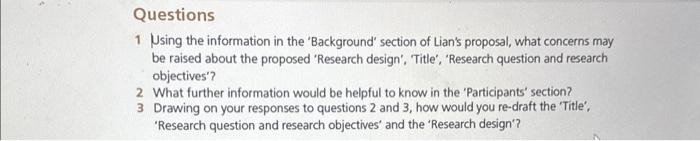  Questions 1 Using the information in the 'Background' section of Lian's