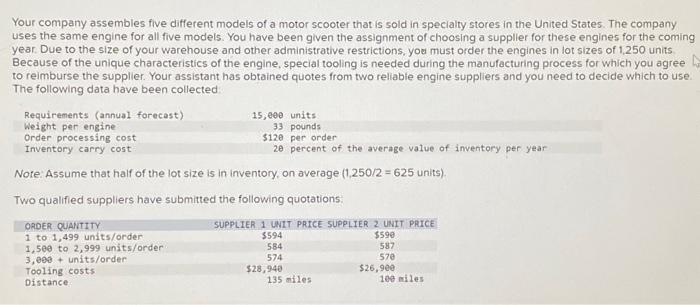 please answer asap Your company assembles five different models of a