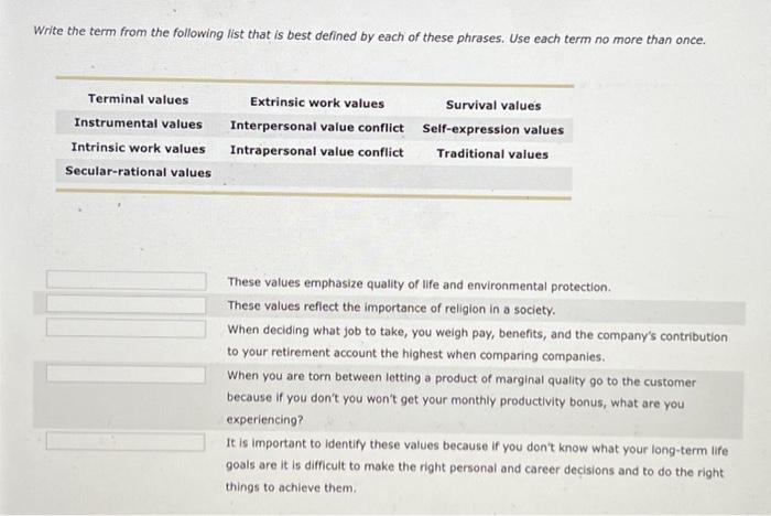  Write the term from the following list that is best defined