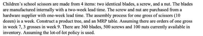  Children's school scissors are made from 4 items: two identical blades,