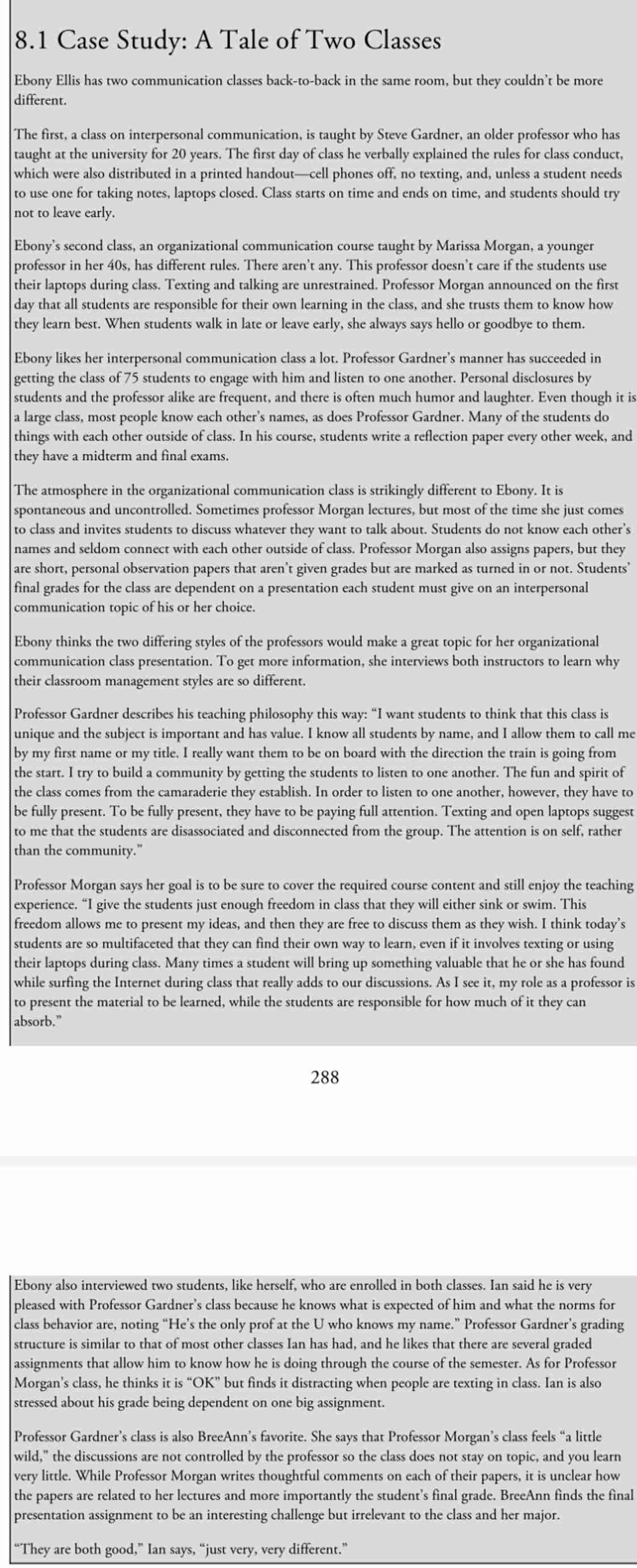  8.1 Case Study: A Tale of Two Classes Ebony Ellis has