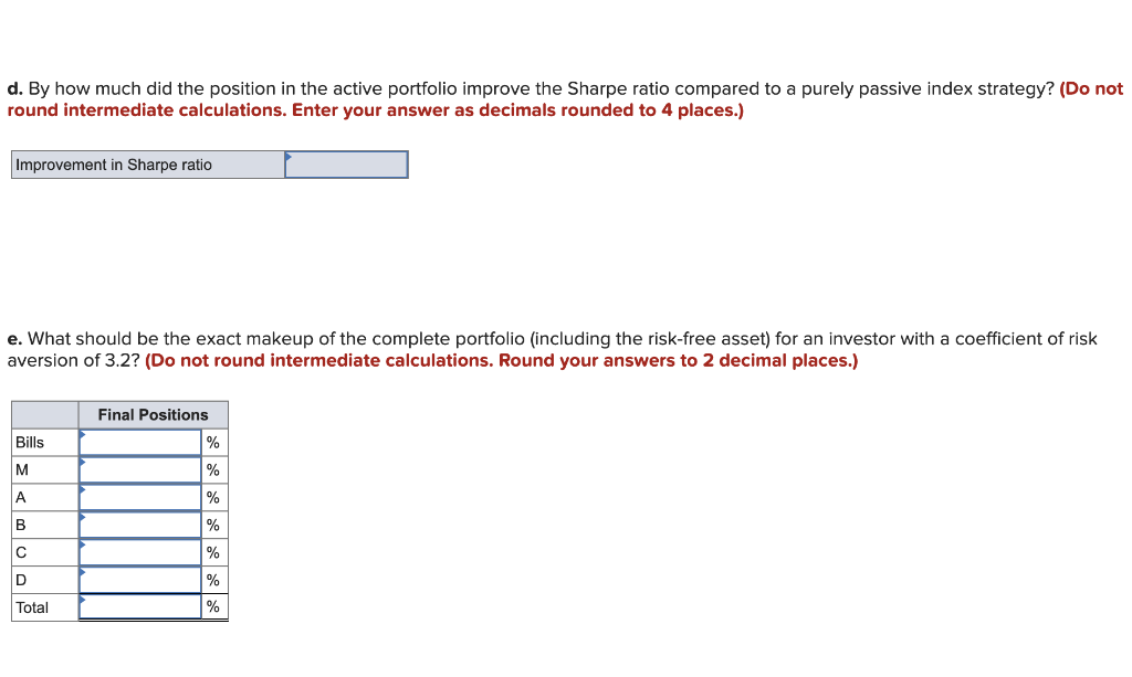 and residual variances for these stocks. (Negative values should be indicated by