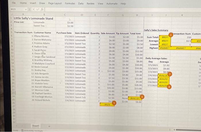 transaction, Sally went a row past the recorded data and noticed a
