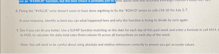 Sally encountered another error, this time labeled "\$VALUE", in the row for