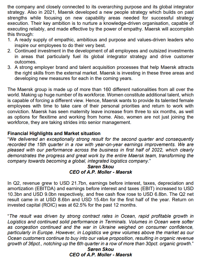 operating subsidiary of the Maersk Group. Maersk is a Danish business conglomerate