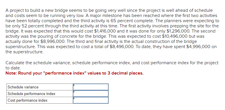  A project to build a new bridge seems to be going