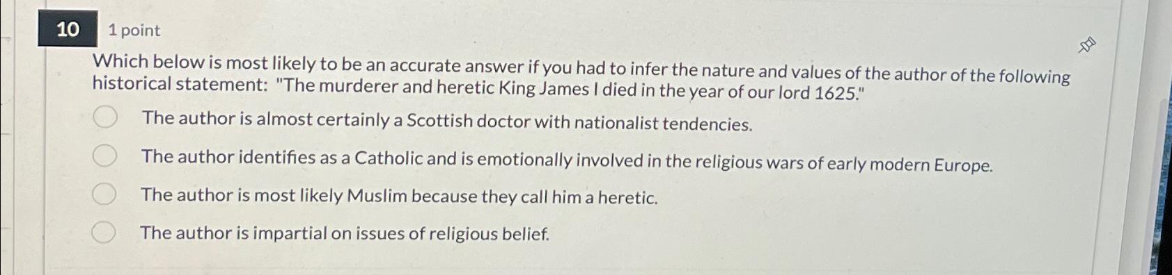  101 point Which below is most likely to be an accurate