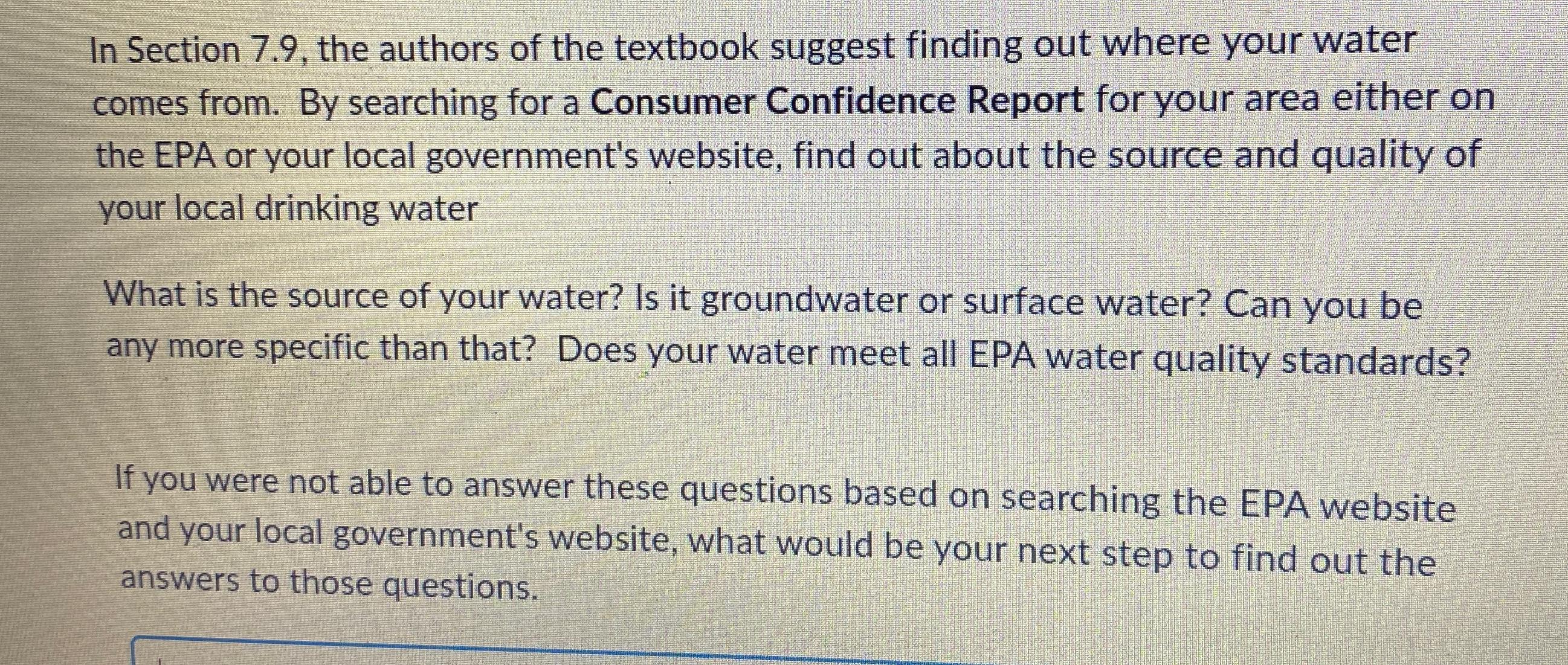  In Section 7.9, the authors of the textbook suggest finding out