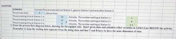  QUESTION SCENARIO A simple flow process starts at 5tation 1, goes