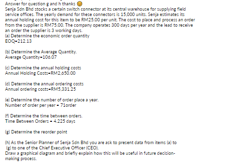  Answer for question g and h thanks Senja Sdn Bhd stocks