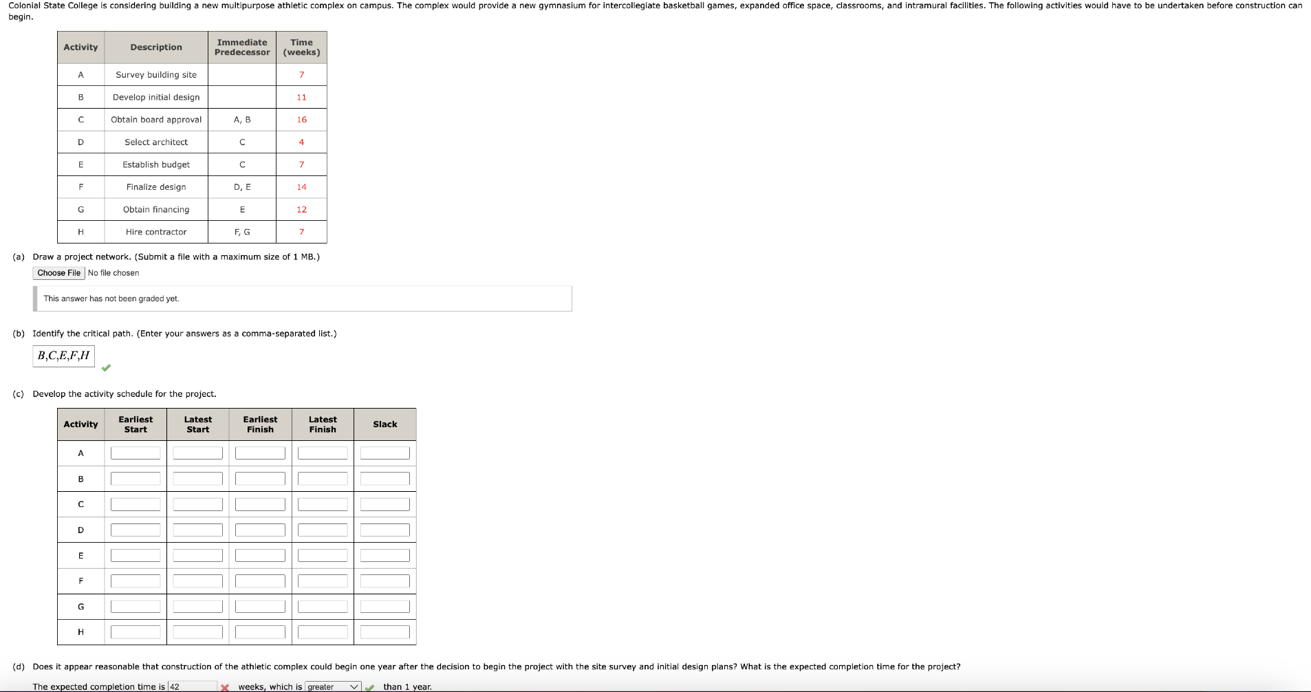 Colonial State College is considering building a new multipurpose athletic complex on