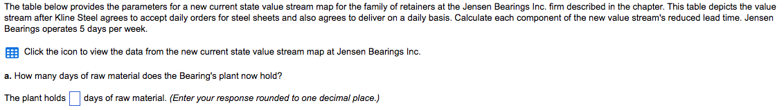  The table below provides the parameters for a new current state