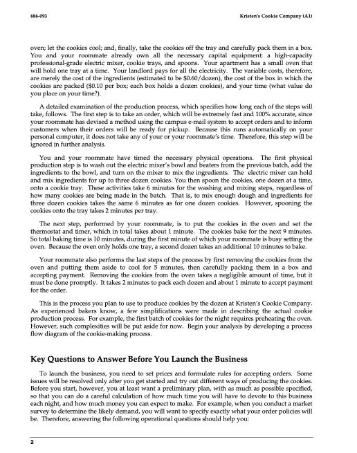 on page 3 Kristen's Cookie Company (A1)' You and your roommate are