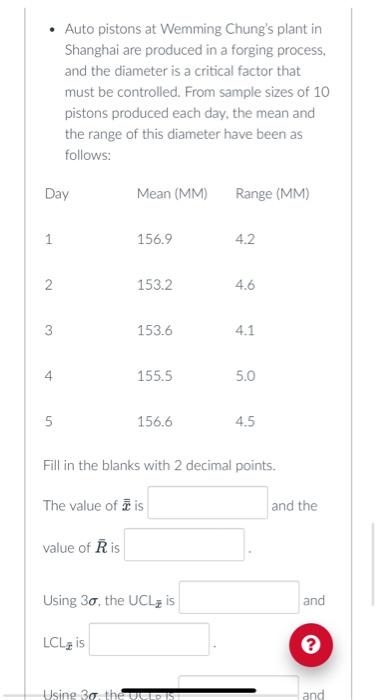 x is and the value of R is Using 3, the UCLx
