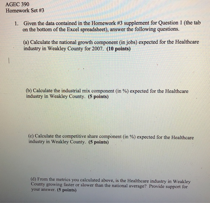 supplement for Question 1 (the tab on the bottom of the Excel